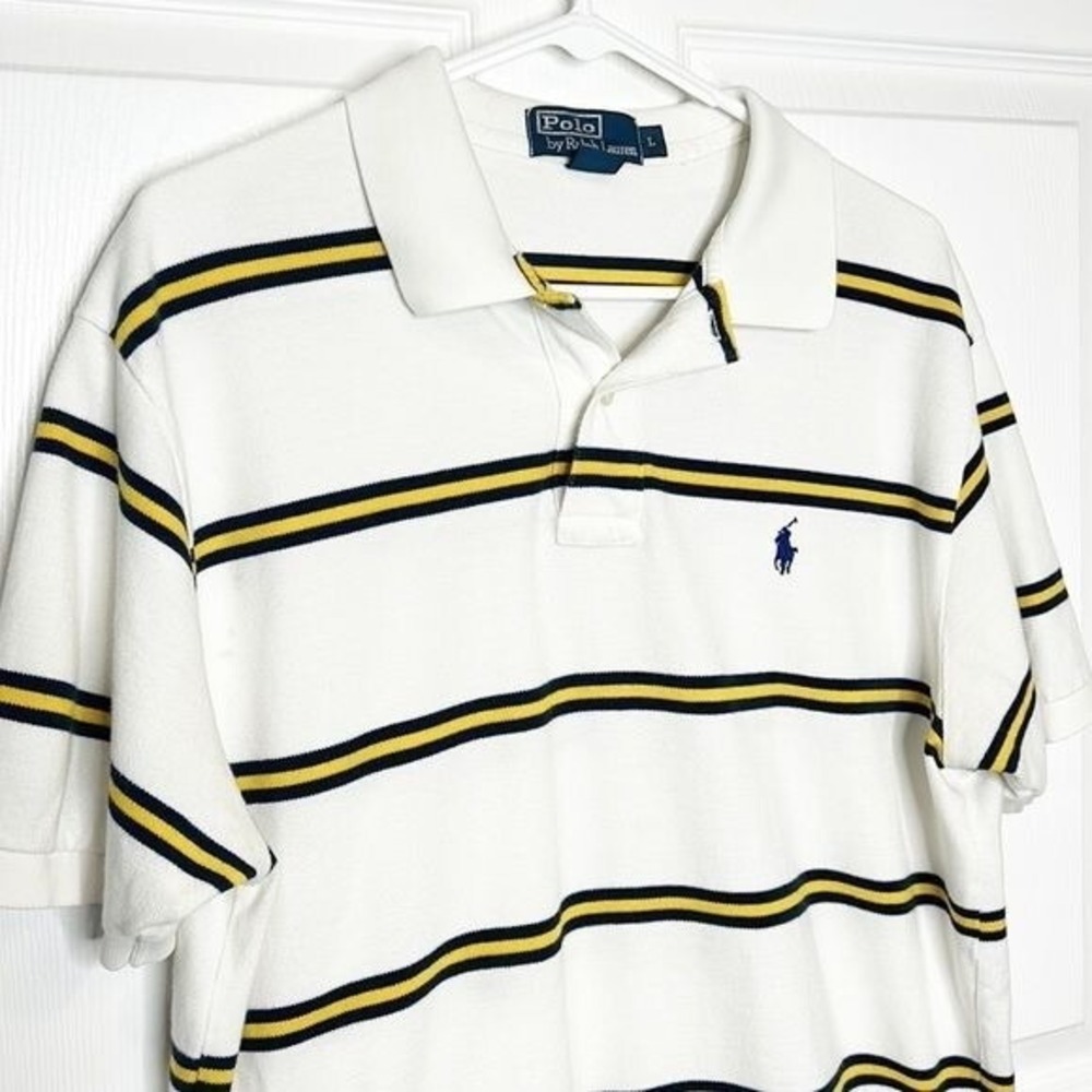 Polo Ralph Lauren Mens Striped Polo‎ Shirt Size Large Preppy Old Money Golf